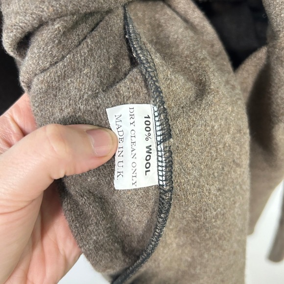 Wool Scarf Neck Sweater Tunic L Taupe Pullover Cowl Neck Minimalist Quiet Luxury - Picture 4 of 7